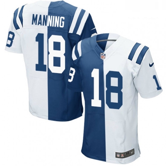 Men Nike Indianapolis Colts 18 Peyton Manning Elite Royal BlueWhite Split Fashion NFL Jersey Men Nike Indianapolis Colts 18 Peyton Manning Elite Royal BlueWhite Split Fashion NFL Jersey