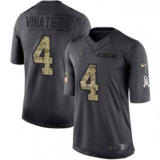 Men Nike Indianapolis Colts 4 Adam Vinatieri Limited Black 2016 Salute to Service NFL Jersey Men Nike Indianapolis Colts 4 Adam Vinatieri Limited Black 2016 Salute to Service NFL Jersey