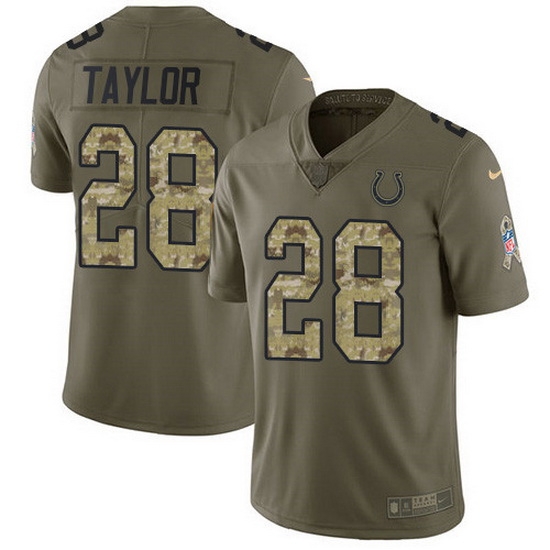 Nike Colts 28 Jonathan Taylor Olive Camo Men Stitched NFL Limited 2017 Salute To Service Jersey Nike Colts 28 Jonathan Taylor Olive Camo Men Stitched NFL Limited 2017 Salute To Service Jersey
