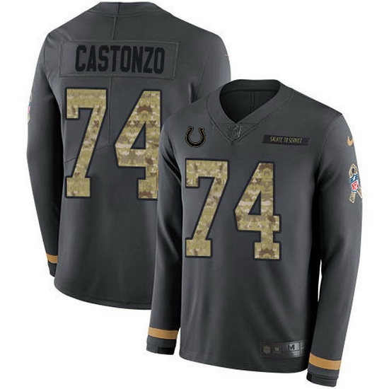 Nike Colts 74 Anthony Castonzo Anthracite Salute to Service Men Stitched NFL Limited Therma Long Sleeve Jersey Nike Colts 74 Anthony Castonzo Anthracite Salute to Service Men Stitched NFL Limited Therma Long Sleeve Jersey