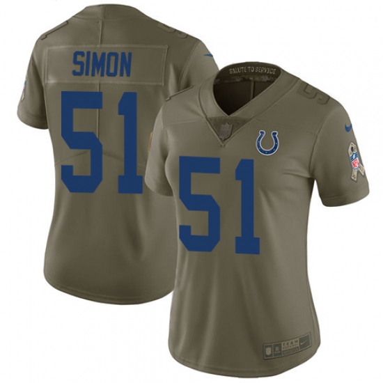 Nike Colts #51 John Simon Olive Womens Stitched NFL Limited 2017 Salute to Service Jersey Nike Colts #51 John Simon Olive Womens Stitched NFL Limited 2017 Salute to Service Jersey