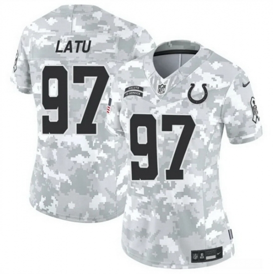 Women Indianapolis Colts 97 Laiatu Latu 2024 F U S E Arctic Camo Salute To Service Limited Stitched Jersey Women Indianapolis Colts 97 Laiatu Latu 2024 F U S E Arctic Camo Salute To Service Limited Stitched Jersey