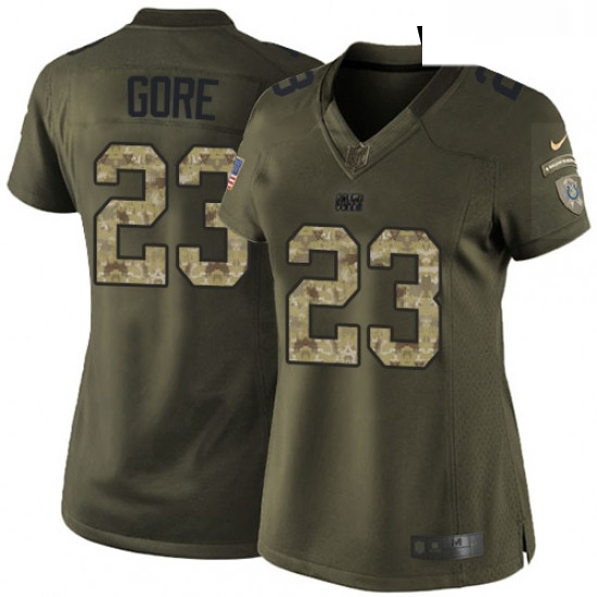 Womens Nike Indianapolis Colts 23 Frank Gore Elite Green Salute to Service NFL Jersey Womens Nike Indianapolis Colts 23 Frank Gore Elite Green Salute to Service NFL Jersey