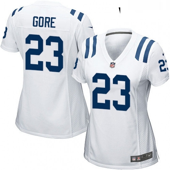 Womens Nike Indianapolis Colts 23 Frank Gore Game White NFL Jersey Womens Nike Indianapolis Colts 23 Frank Gore Game White NFL Jersey