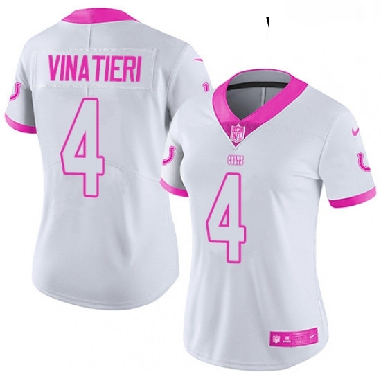 Womens Nike Indianapolis Colts 4 Adam Vinatieri Limited WhitePink Rush Fashion NFL Jersey Womens Nike Indianapolis Colts 4 Adam Vinatieri Limited WhitePink Rush Fashion NFL Jersey