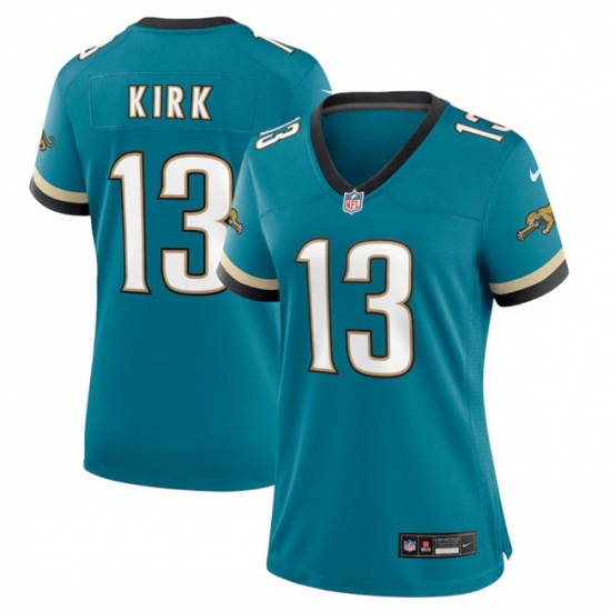 Women Jacksonville Jaguars 13 Christian Kirk Teal 2024 Prowler Throwback Vapor Limited Stitched Football Jersey
