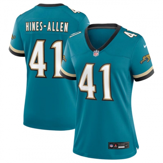 Women Jacksonville Jaguars 41 Josh Hines Allen Teal 2024 Prowler Throwback Vapor Limited Stitched Football Jersey Women Jacksonville Jaguars 41 Josh Hines Allen Teal 2024 Prowler Throwback Vapor Limited Stitched Football Jersey