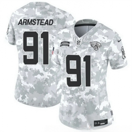 Women Jacksonville Jaguars 91 Arik Armstead 2024 F U S E Arctic Camo Salute To Service Limited Stitched Football Jersey Women Jacksonville Jaguars 91 Arik Armstead 2024 F U S E Arctic Camo Salute To Service Limited Stitched Football Jersey