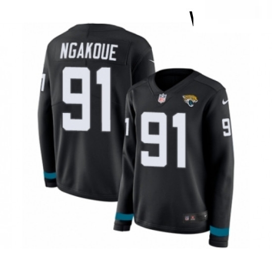Womens Nike Jacksonville Jaguars 91 Yannick Ngakoue Limited Black Therma Long Sleeve NFL Jersey Womens Nike Jacksonville Jaguars 91 Yannick Ngakoue Limited Black Therma Long Sleeve NFL Jersey
