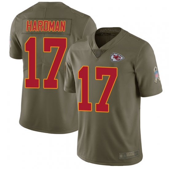 Chiefs 17 Mecole Hardman Olive Men Stitched Football Limited 2017 Salute to Service Jersey Chiefs 17 Mecole Hardman Olive Men Stitched Football Limited 2017 Salute to Service Jersey
