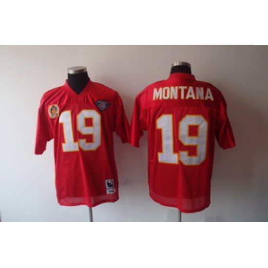 Kansas City Chiefs 19 Joe Montana Two Patch red throwback jerseys Kansas City Chiefs 19 Joe Montana Two Patch red throwback jerseys