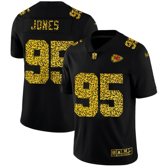 Kansas City Chiefs 95 Chris Jones Men Nike Leopard Print Fashion Vapor Limited NFL Jersey Black Kansas City Chiefs 95 Chris Jones Men Nike Leopard Print Fashion Vapor Limited NFL Jersey Black