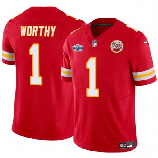 Men Kansas City Chiefs 1 Xavier Worthy Red F U S E With Draft Patch Vapor Untouchable Limited Stitched Football Jersey Men Kansas City Chiefs 1 Xavier Worthy Red F U S E With Draft Patch Vapor Untouchable Limited Stitched Football Jersey