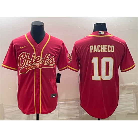 Men Kansas City Chiefs 10 Isiah Pacheco Red With Patch Cool Base Stitched Baseball Jerseys Men Kansas City Chiefs 10 Isiah Pacheco Red With Patch Cool Base Stitched Baseball Jerseys