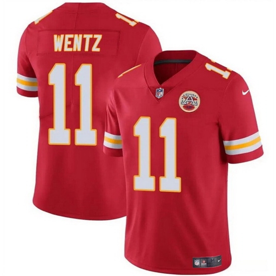 Men Kansas City Chiefs 11 Carson Wentz Red Vapor Untouchable Limited Stitched Football Jersey Men Kansas City Chiefs 11 Carson Wentz Red Vapor Untouchable Limited Stitched Football Jersey