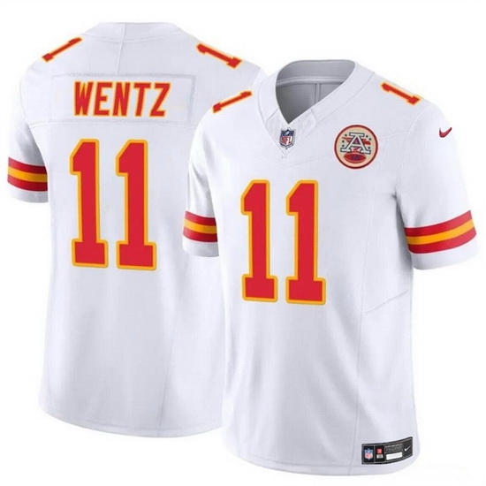 Men Kansas City Chiefs 11 Carson Wentz White 2023 F U S E Vapor Untouchable Limited Stitched Football Jersey Men Kansas City Chiefs 11 Carson Wentz White 2023 F U S E Vapor Untouchable Limited Stitched Football Jersey