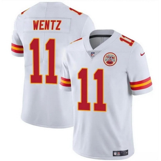 Men Kansas City Chiefs 11 Carson Wentz White Vapor Untouchable Limited Stitched Football Jersey Men Kansas City Chiefs 11 Carson Wentz White Vapor Untouchable Limited Stitched Football Jersey