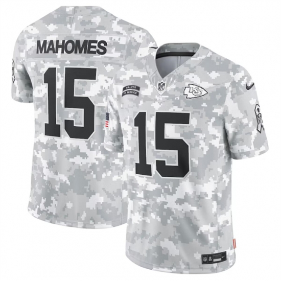 Men Kansas City Chiefs 15 Patrick Mahomes 2024 Arctic Camo Salute To Service Limited Stitched Football Jersey Men Kansas City Chiefs 15 Patrick Mahomes 2024 Arctic Camo Salute To Service Limited Stitched Football Jersey