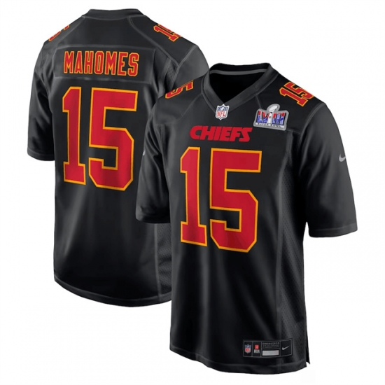 Men Kansas City Chiefs 15 Patrick Mahomes Black 2024 Super Bowl LVIII Patch Limited Stitched Game Jersey Men Kansas City Chiefs 15 Patrick Mahomes Black 2024 Super Bowl LVIII Patch Limited Stitched Game Jersey