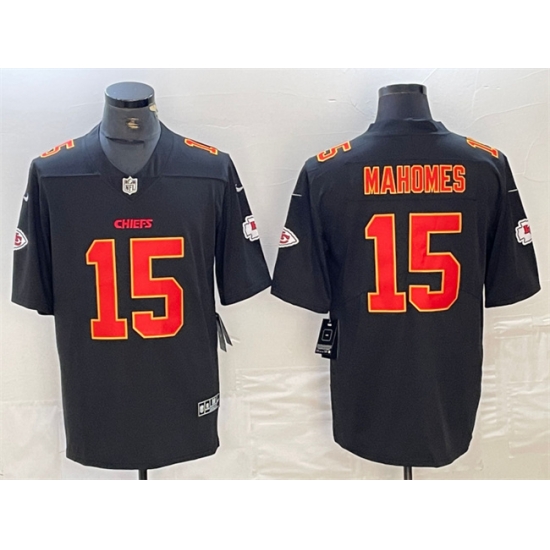 Men Kansas City Chiefs 15 Patrick Mahomes Black Vapor Untouchable Limited Stitched Football Jersey Men Kansas City Chiefs 15 Patrick Mahomes Black Vapor Untouchable Limited Stitched Football Jersey