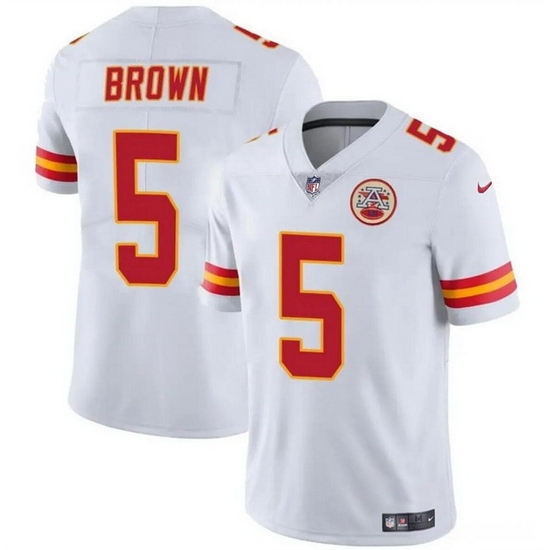 Men Kansas City Chiefs 5 Hollywood Brown White Vapor Untouchable Limited Stitched Football Jersey Men Kansas City Chiefs 5 Hollywood Brown White Vapor Untouchable Limited Stitched Football Jersey