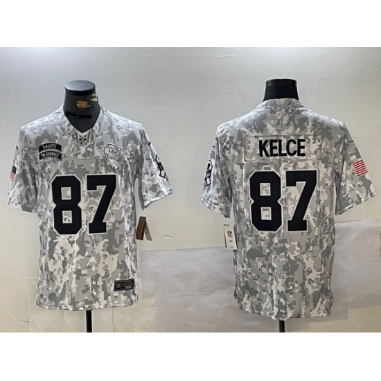 Men Kansas City Chiefs 87 Travis Kelce 2024 F U S E Arctic Camo Salute To Service Limited Stitched Football Jersey Men Kansas City Chiefs 87 Travis Kelce 2024 F U S E Arctic Camo Salute To Service Limited Stitched Football Jersey