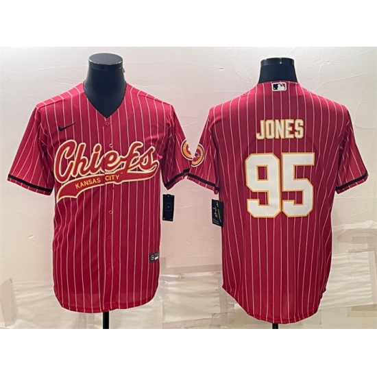 Men Kansas City Chiefs 95 Chris Jones Red With Patch Cool Base Stitched Baseball Jerseys Men Kansas City Chiefs 95 Chris Jones Red With Patch Cool Base Stitched Baseball Jerseys