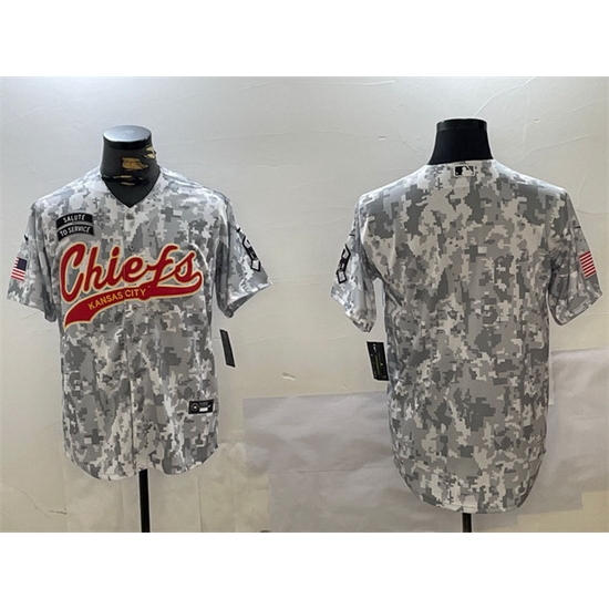 Men Kansas City Chiefs Blank 2024 Arctic Camo Salute To Service Stitched Baseball Jersey Men Kansas City Chiefs Blank 2024 Arctic Camo Salute To Service Stitched Baseball Jersey