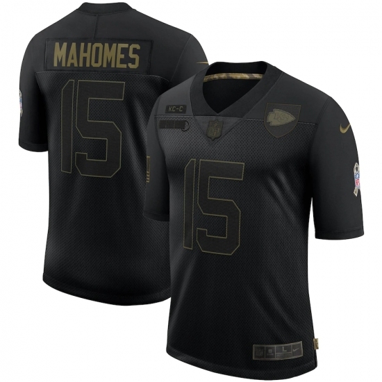 Men's Kansas City Chiefs #15 Patrick Mahomes Black Nike 2020 Salute To Service Limited Jersey Men's Kansas City Chiefs #15 Patrick Mahomes Black Nike 2020 Salute To Service Limited Jersey