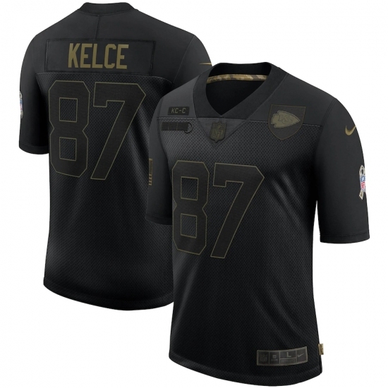 Men's Kansas City Chiefs #87 Travis Kelce Black Nike 2020 Salute To Service Limited Jersey Men's Kansas City Chiefs #87 Travis Kelce Black Nike 2020 Salute To Service Limited Jersey