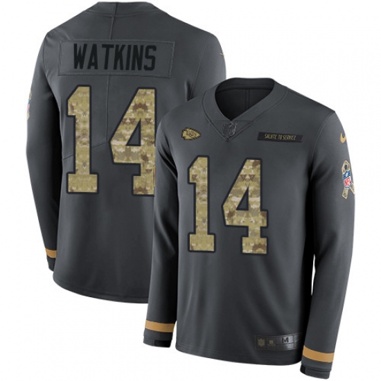 Nike Chiefs 14 Sammy Watkins Anthracite Salute to Service Men s Stitched NFL Limited Therma Long Sleeve Jersey Nike Chiefs 14 Sammy Watkins Anthracite Salute to Service Men s Stitched NFL Limited Therma Long Sleeve Jersey