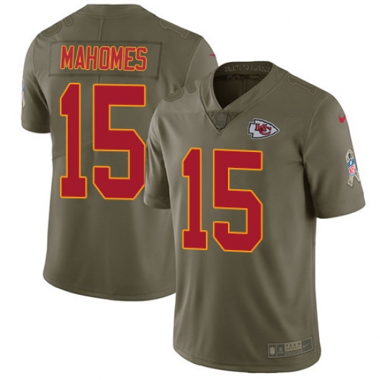 Nike Chiefs #15 Patrick Mahomes Olive Mens Stitched NFL Limited 2017 Salute to Service Jersey Nike Chiefs #15 Patrick Mahomes Olive Mens Stitched NFL Limited 2017 Salute to Service Jersey