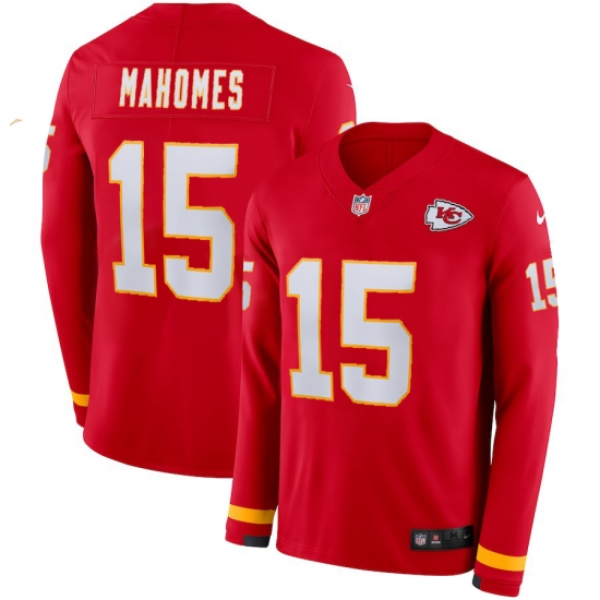 Nike Chiefs 15 Patrick Mahomes Red Therma Long Sleeve NFL Jersey Nike Chiefs 15 Patrick Mahomes Red Therma Long Sleeve NFL Jersey