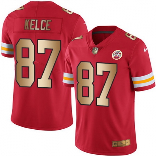 Nike Chiefs #87 Travis Kelce Red Mens Stitched NFL Limited Gold Rush Jersey Nike Chiefs #87 Travis Kelce Red Mens Stitched NFL Limited Gold Rush Jersey
