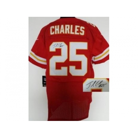 Nike Kansas City Chiefs 25 Jamaal Charles Red Elite Signed NFL Jersey Nike Kansas City Chiefs 25 Jamaal Charles Red Elite Signed NFL Jersey