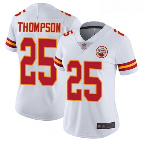 Chiefs #25 Darwin Thompson White Women Stitched Football Vapor Untouchable Limited Jersey Chiefs #25 Darwin Thompson White Women Stitched Football Vapor Untouchable Limited Jersey