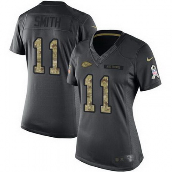 Nike Chiefs #11 Alex Smith Black Womens Stitched NFL Limited 2016 Salute to Service Jersey Nike Chiefs #11 Alex Smith Black Womens Stitched NFL Limited 2016 Salute to Service Jersey