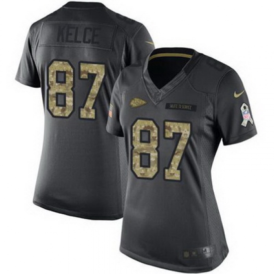 Nike Chiefs #87 Travis Kelce Black Womens Stitched NFL Limited 2016 Salute to Service Jersey Nike Chiefs #87 Travis Kelce Black Womens Stitched NFL Limited 2016 Salute to Service Jersey