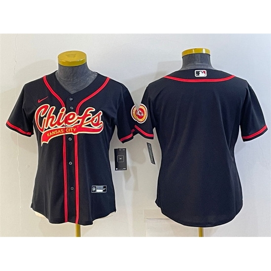 Women Kansas City Chiefs Blank Black With Patch Cool Base Stitched Baseball Jersey Women Kansas City Chiefs Blank Black With Patch Cool Base Stitched Baseball Jersey
