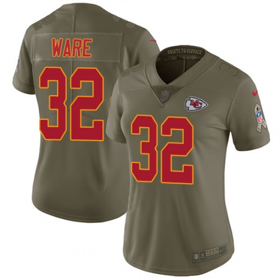 Womens Nike Chiefs #32 Spencer Ware Olive Stitched NFL Limited 2017 Salute to Service Jersey Womens Nike Chiefs #32 Spencer Ware Olive Stitched NFL Limited 2017 Salute to Service Jersey