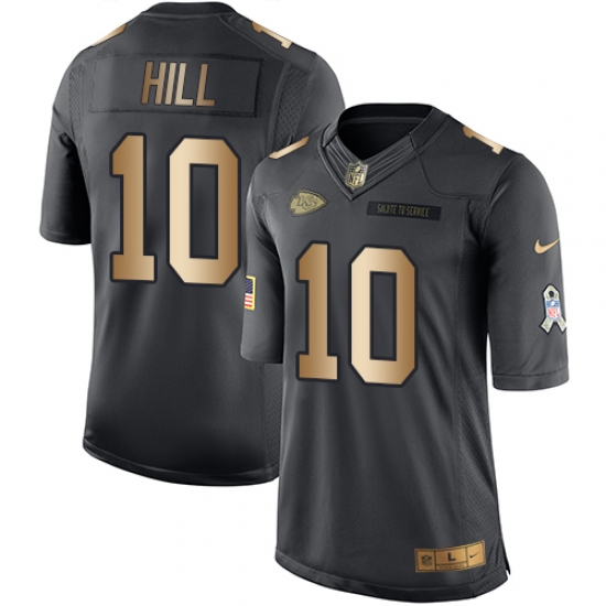 Nike Chiefs #10 Tyreek Hill Black Youth Stitched NFL Limited Gold Salute to Service Jersey Nike Chiefs #10 Tyreek Hill Black Youth Stitched NFL Limited Gold Salute to Service Jersey