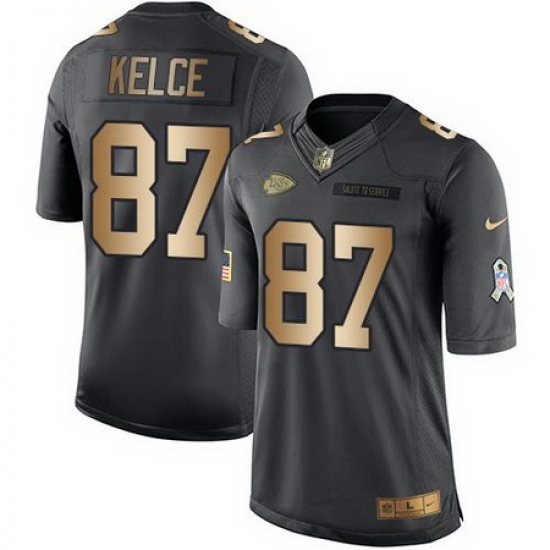 Nike Chiefs #87 Travis Kelce Black Youth Stitched NFL Limited Gold Salute to Service Jersey Nike Chiefs #87 Travis Kelce Black Youth Stitched NFL Limited Gold Salute to Service Jersey