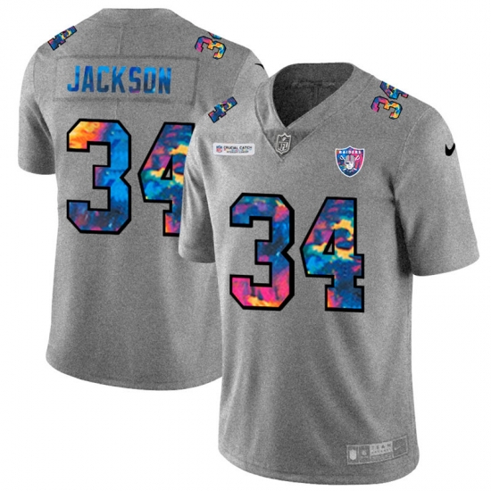Las Vegas Raiders 34 Bo Jackson Men Nike Multi Color 2020 NFL Crucial Catch NFL Jersey Greyheather Las Vegas Raiders 34 Bo Jackson Men Nike Multi Color 2020 NFL Crucial Catch NFL Jersey Greyheather