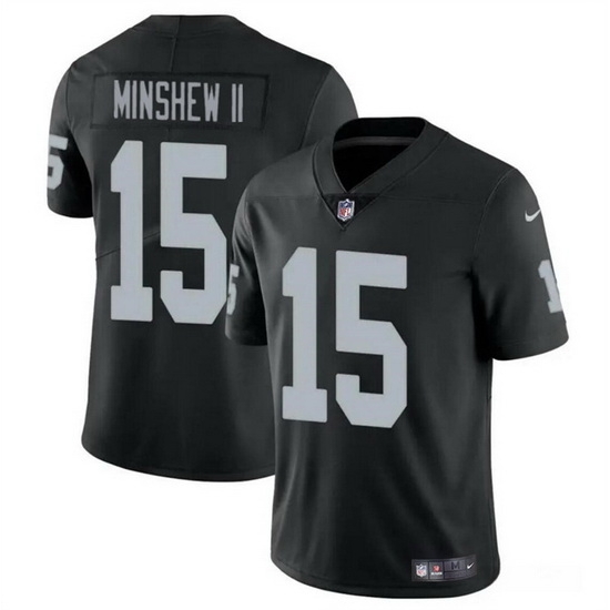 Men Las Vegas Raiders 15 Gardner Minshew II Black Vapor Stitched Football Jersey Men Las Vegas Raiders 15 Gardner Minshew II Black Vapor Stitched Football Jersey