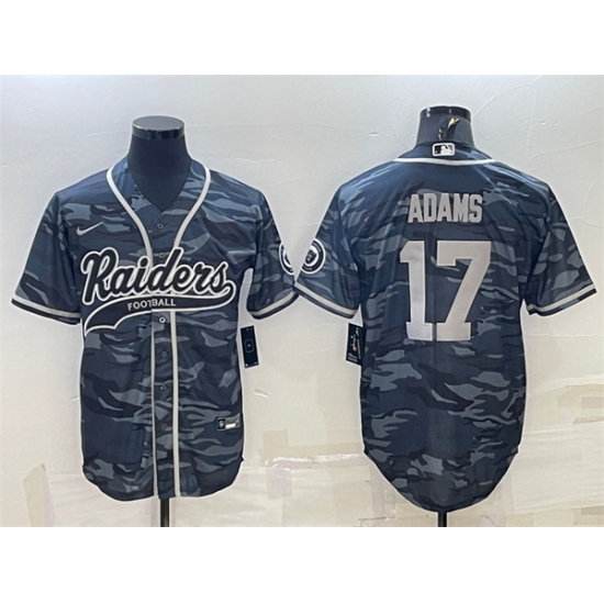 Men Las Vegas Raiders 17 Davante Adams Grey Camo With Patch Cool Base Stitched Baseball Jersey Men Las Vegas Raiders 17 Davante Adams Grey Camo With Patch Cool Base Stitched Baseball Jersey