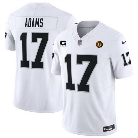 Men Las Vegas Raiders 17 Davante Adams White 2023 F U S E With 4 Star C Patch And John Madden Patch Vapor Limited Stitched Football Jersey Men Las Vegas Raiders 17 Davante Adams White 2023 F U S E With 4 Star C Patch And John Madden Patch Vapor Limited Stitched Football Jersey