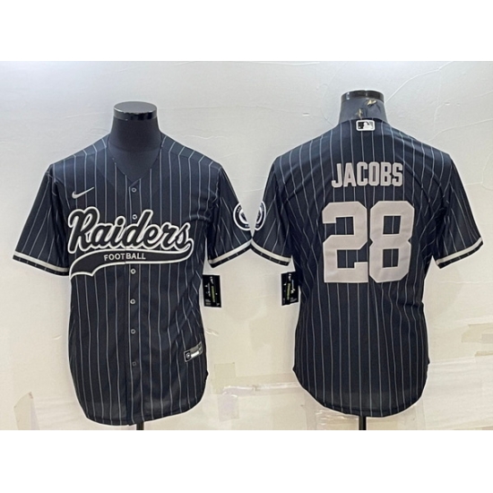 Men Las Vegas Raiders 28 Josh Jacobs Black With Patch Cool Base Stitched Baseball Jersey Men Las Vegas Raiders 28 Josh Jacobs Black With Patch Cool Base Stitched Baseball Jersey