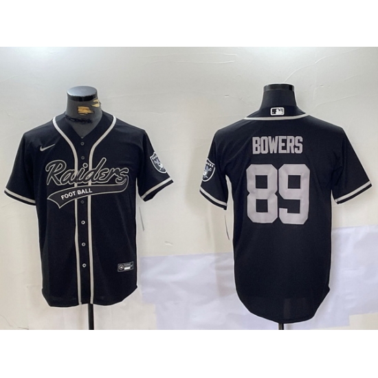 Men Las Vegas Raiders 89 Brock Bowers Black Cool Base Stitched Baseball Jersey 5 Men Las Vegas Raiders 89 Brock Bowers Black Cool Base Stitched Baseball Jersey 5