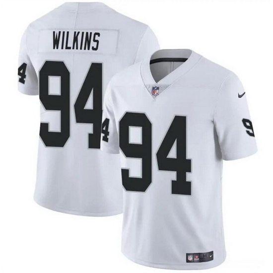 Men Las Vegas Raiders 94 Christian Wilkins White Vapor Stitched Football Jersey Men Las Vegas Raiders 94 Christian Wilkins White Vapor Stitched Football Jersey
