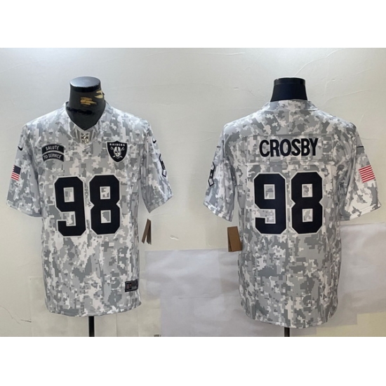 Men Las Vegas Raiders 98 Maxx Crosby 2024 F U S E Arctic Camo Salute To Service Limited Stitched Football Jersey Men Las Vegas Raiders 98 Maxx Crosby 2024 F U S E Arctic Camo Salute To Service Limited Stitched Football Jersey